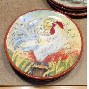 Certified International Rooster Wheat Field Round Salad Dessert Plates
